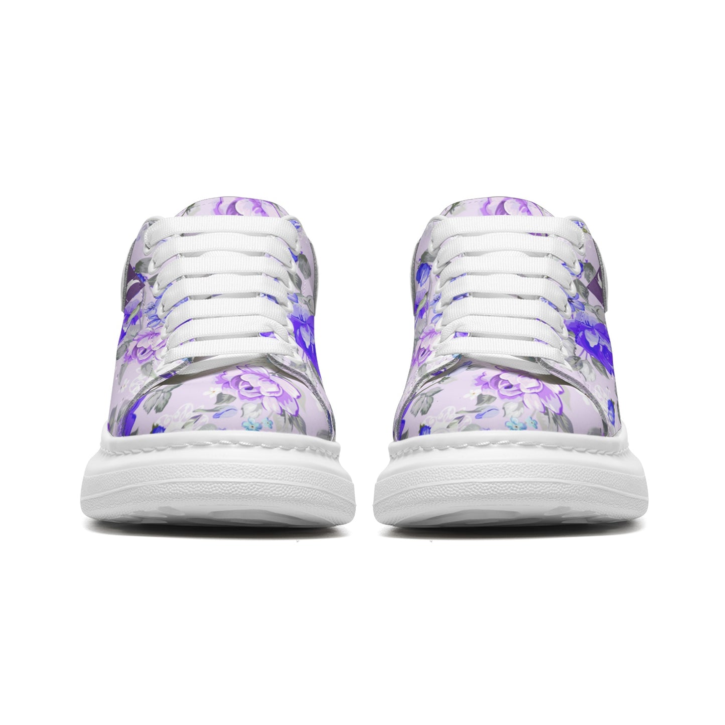 Chaussure C06 semelle compensée à lacets fleurs Lilac