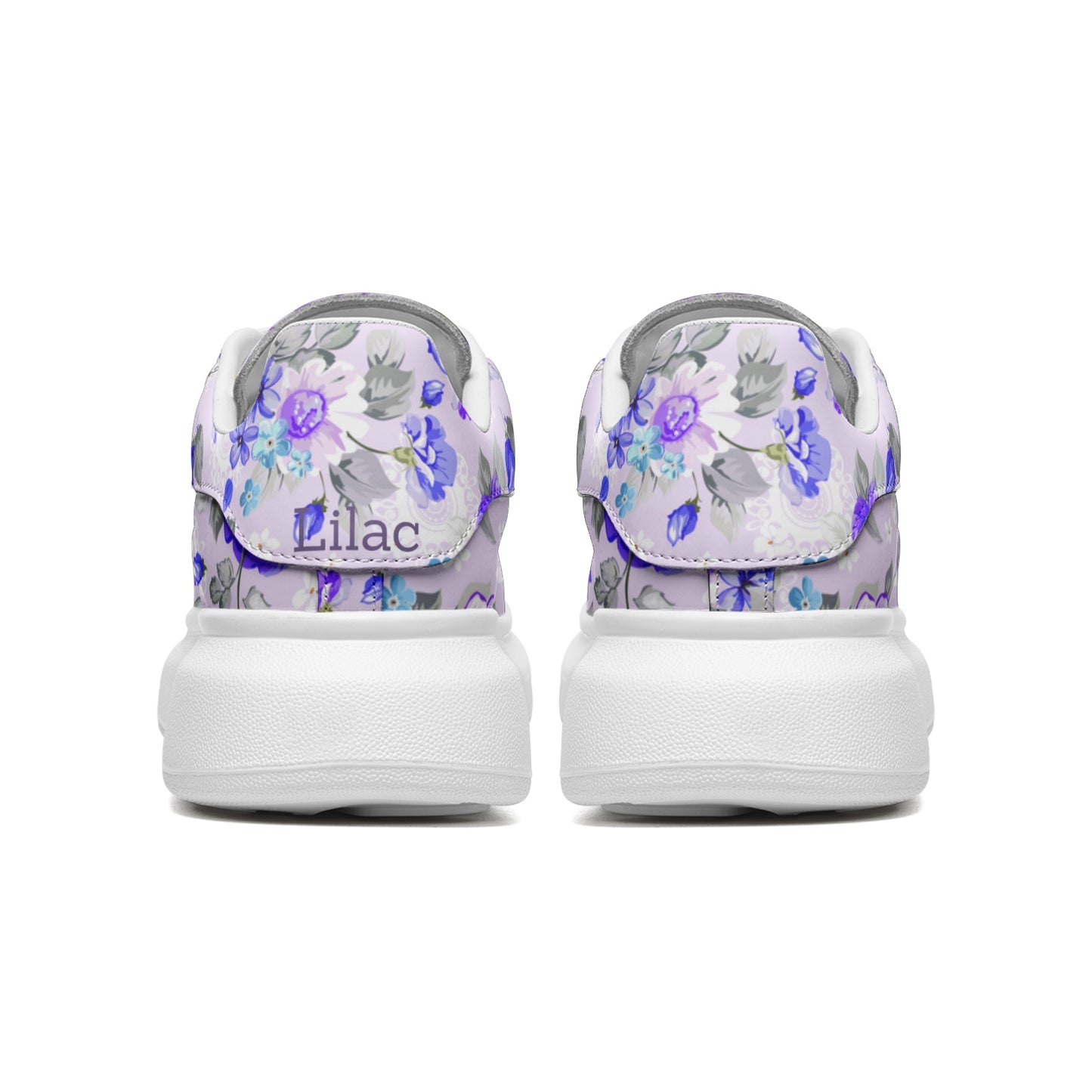 Chaussure C06 semelle compensée à lacets fleurs Lilac